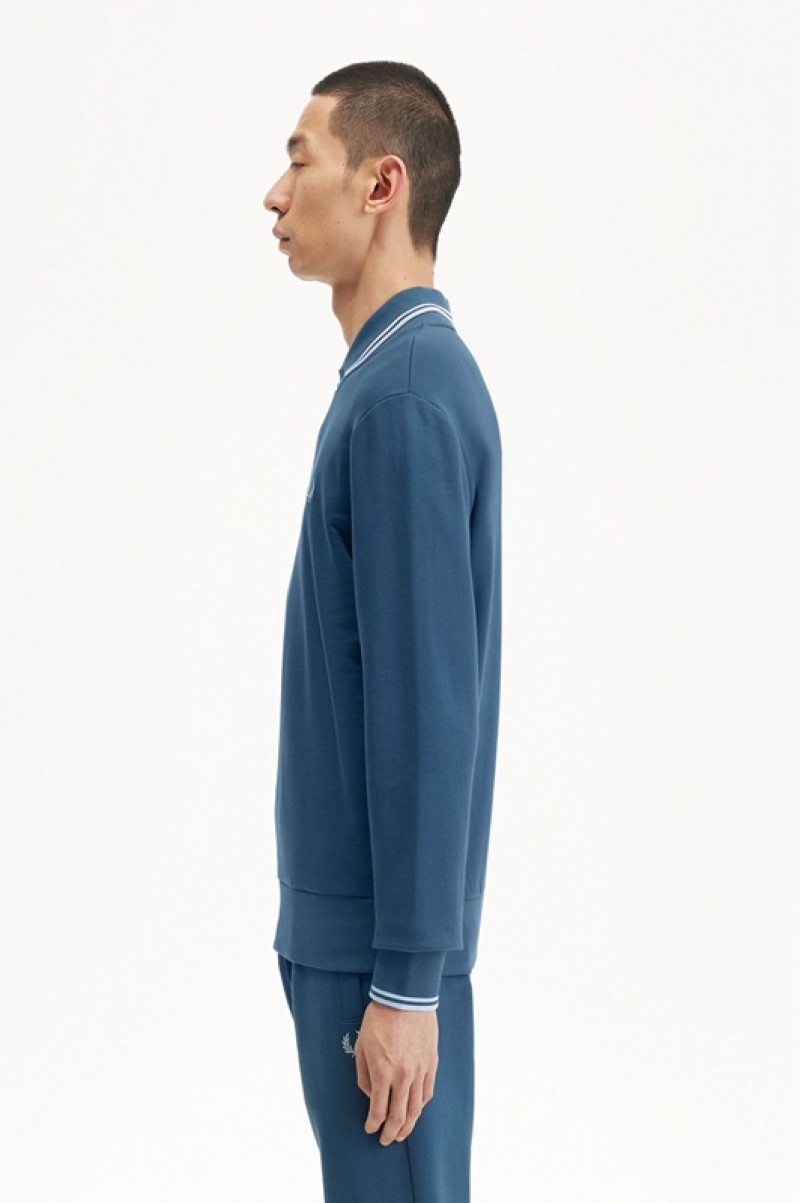 Fred Perry Crew Neck Men's Sweatshirts Blue | QDB-506319