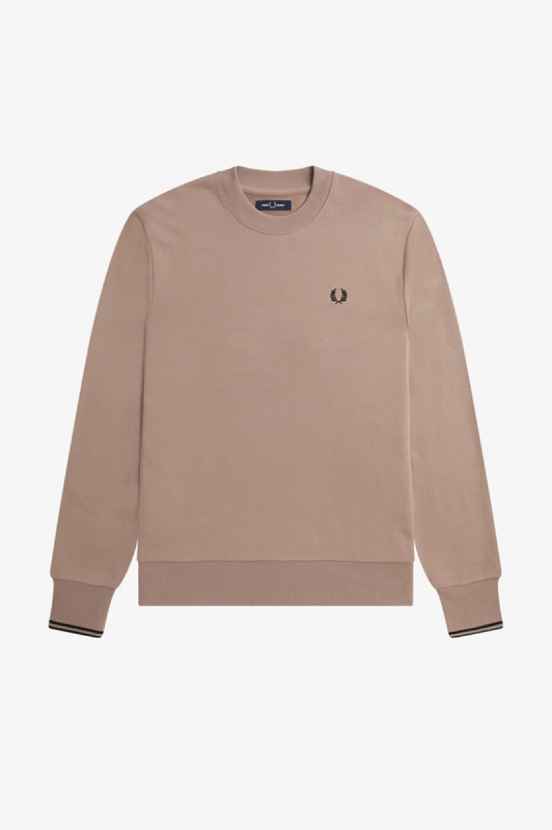 Fred Perry Crew Neck Men's Sweatshirts Dark Pink | OHS-407538