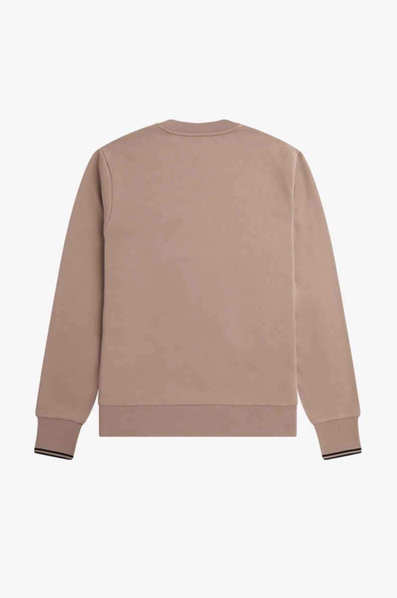 Fred Perry Crew Neck Men's Sweatshirts Dark Pink | OHS-407538