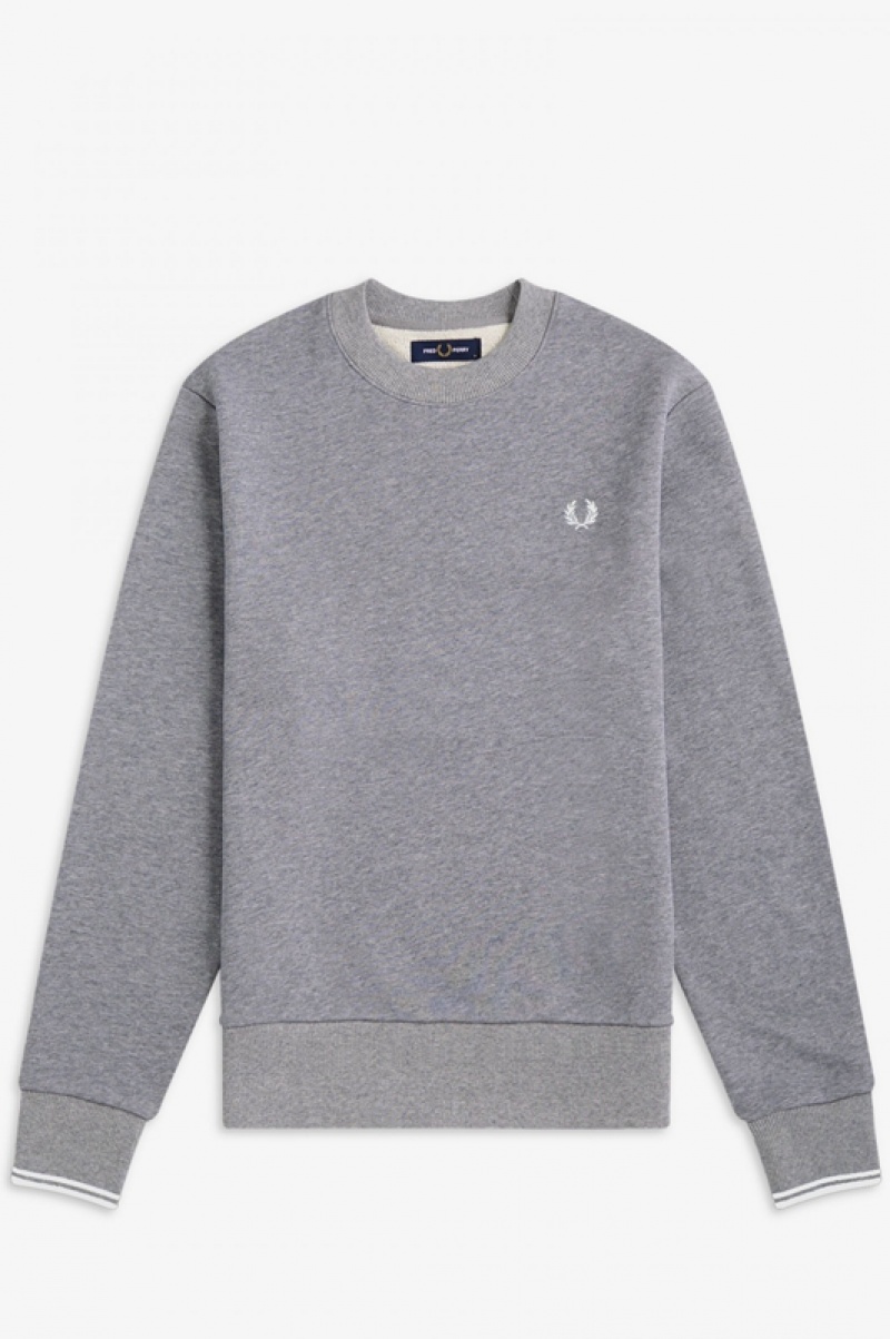 Fred Perry Crew Neck Men's Sweatshirts Grey | GVE-965302