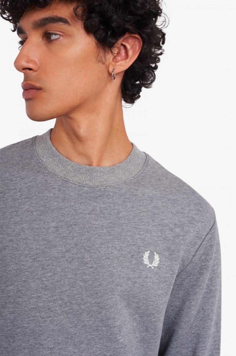 Fred Perry Crew Neck Men's Sweatshirts Grey | GVE-965302