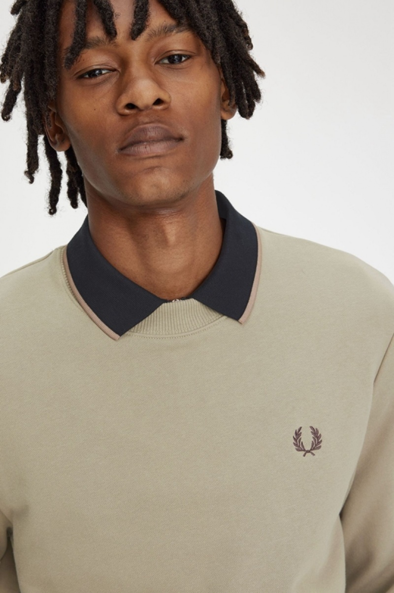 Fred Perry Crew Neck Men's Sweatshirts Grey | CEQ-921763