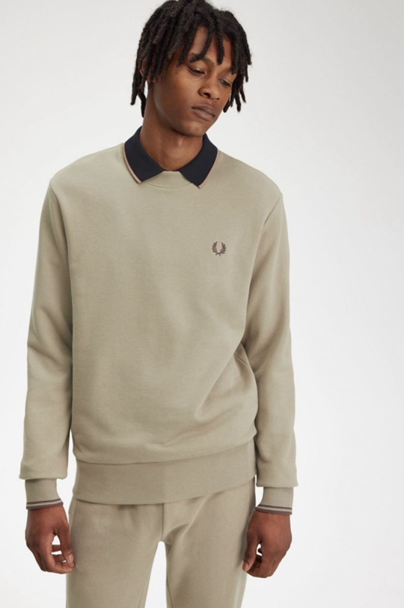 Fred Perry Crew Neck Men's Sweatshirts Grey | CEQ-921763