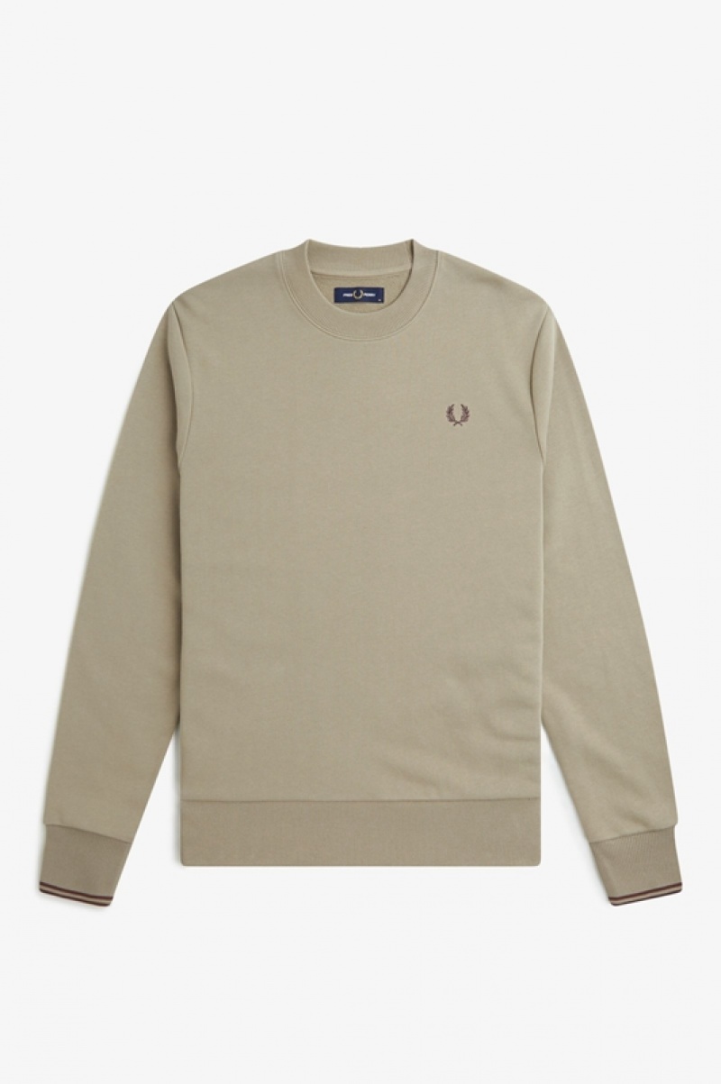 Fred Perry Crew Neck Men's Sweatshirts Grey | CEQ-921763