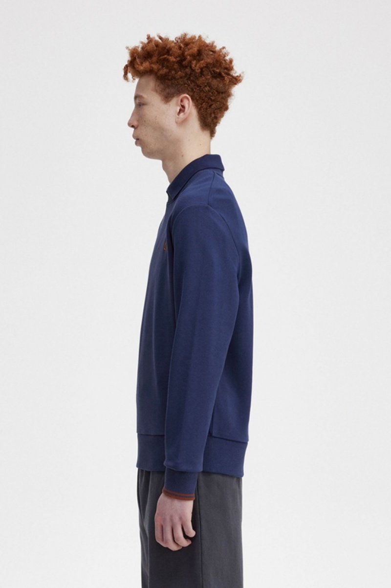 Fred Perry Crew Neck Men's Sweatshirts Navy | UCX-043651