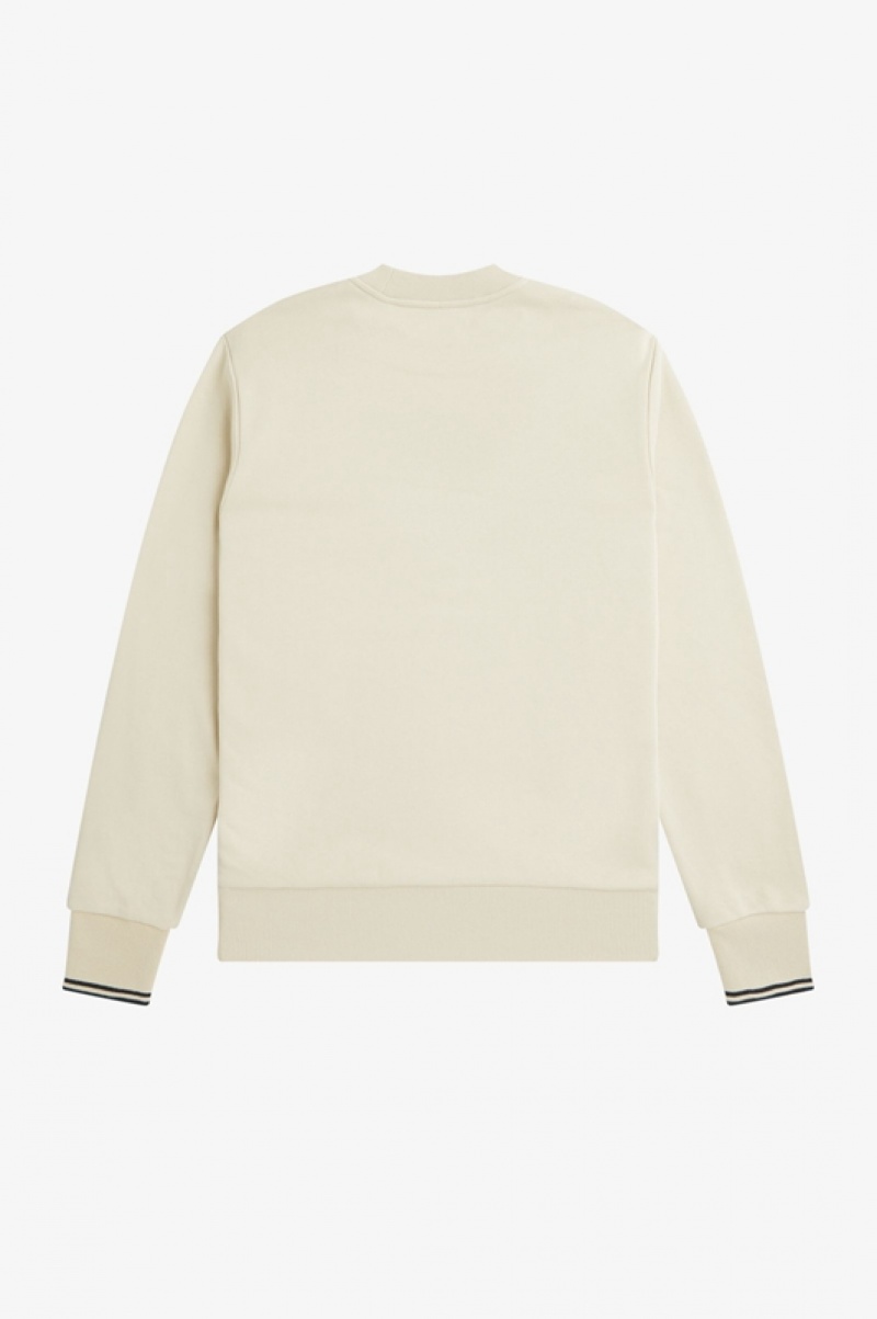 Fred Perry Crew Neck Men's Sweatshirts White | EVD-659201