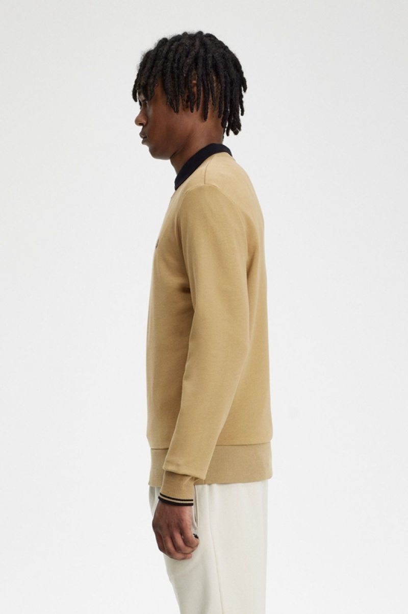 Fred Perry Crew Neck Men's Sweatshirts Yellow | REN-452896