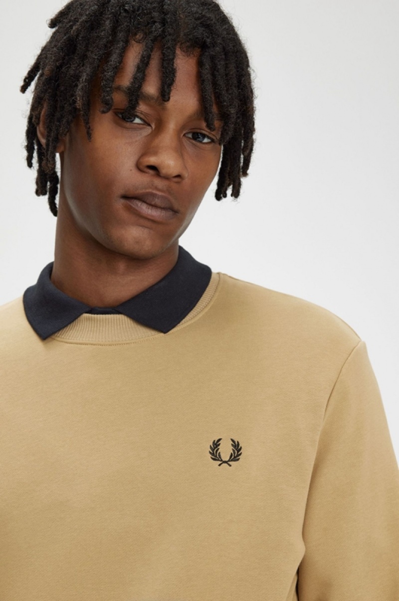 Fred Perry Crew Neck Men's Sweatshirts Yellow | REN-452896