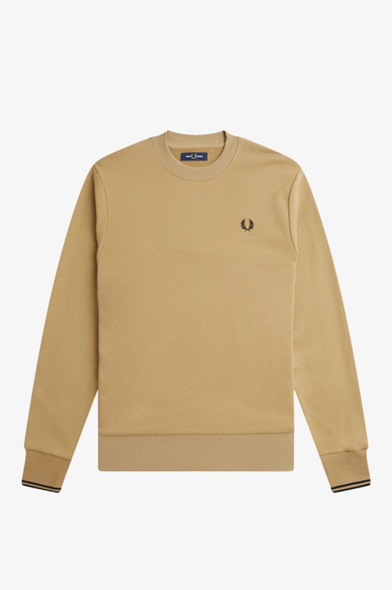 Fred Perry Crew Neck Men's Sweatshirts Yellow | REN-452896