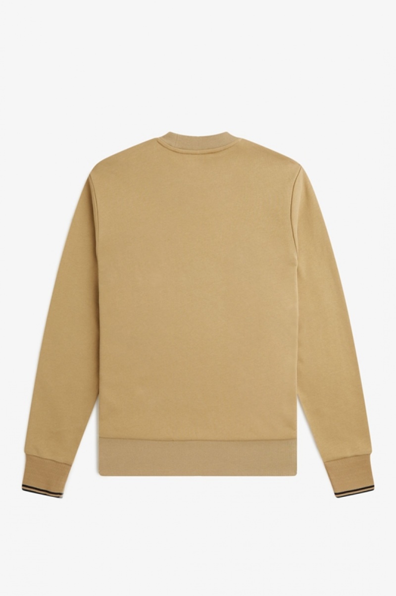 Fred Perry Crew Neck Men's Sweatshirts Yellow | REN-452896