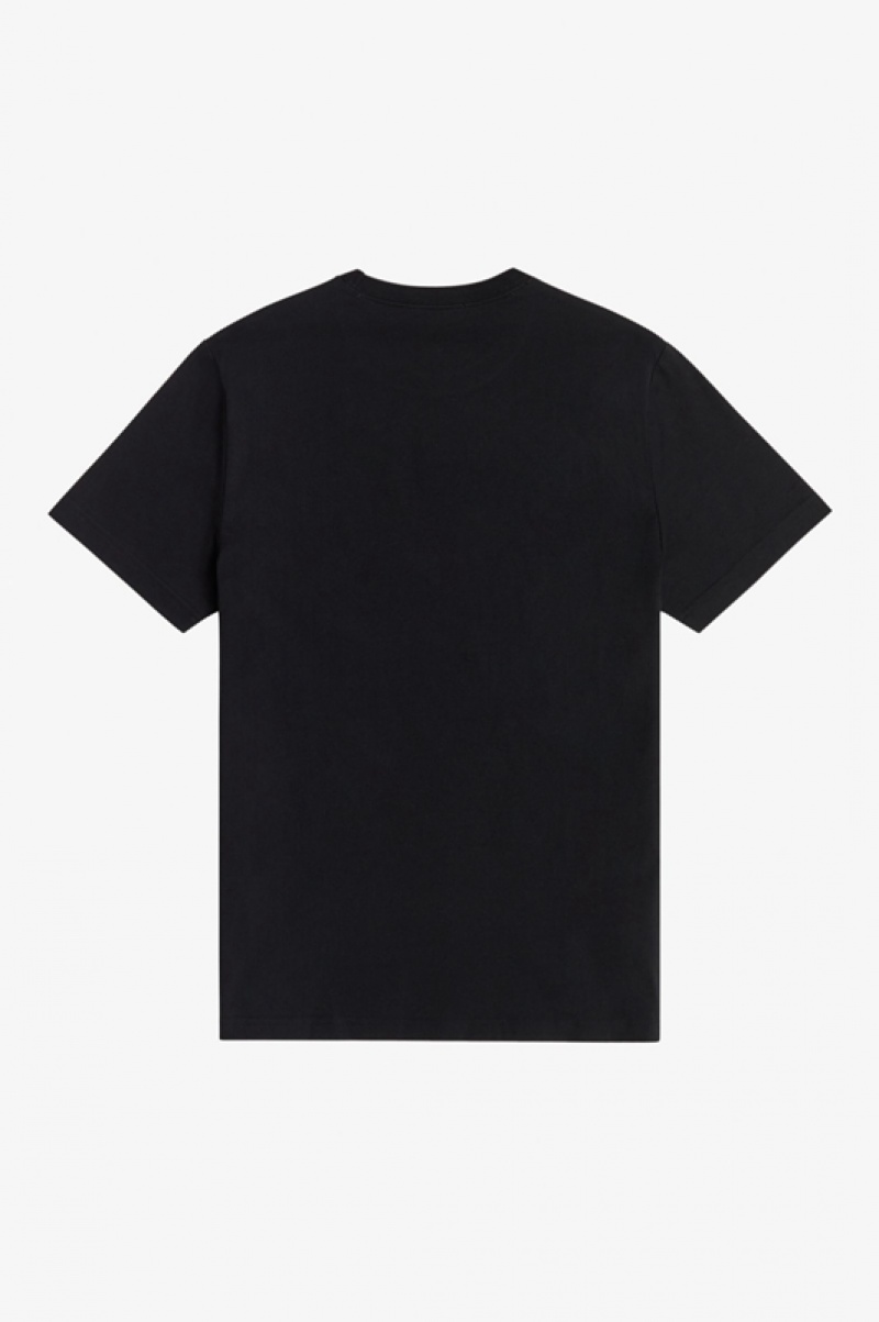 Fred Perry Crew Neck Men's T Shirts Black | JLT-058473