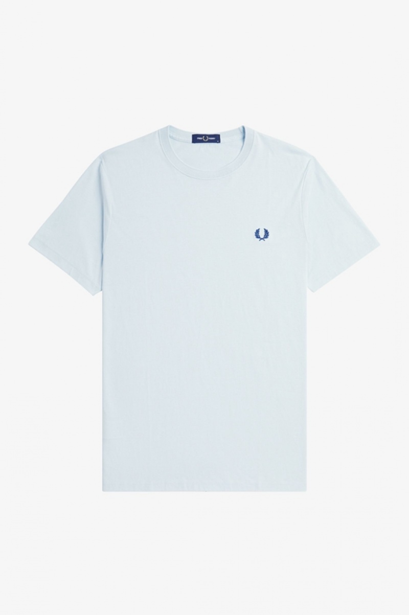 Fred Perry Crew Neck Men's T Shirts Blue | HPV-834159