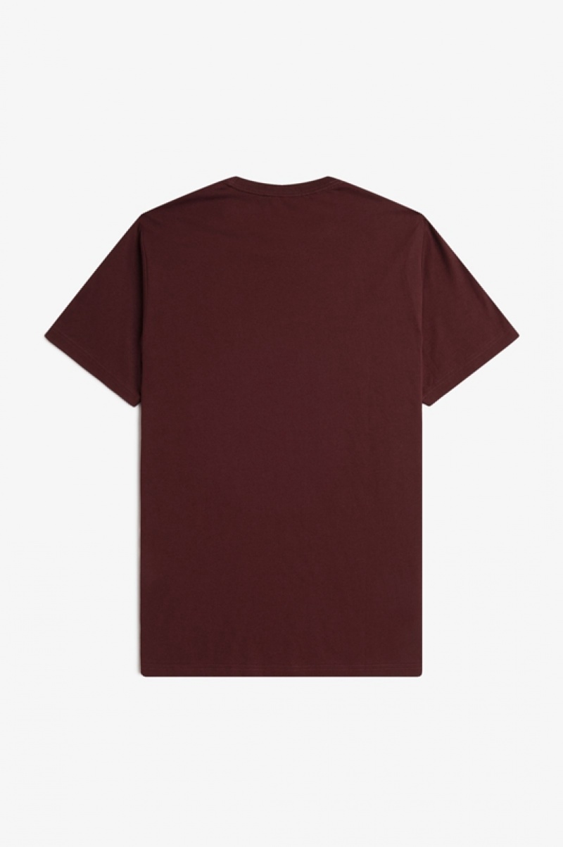 Fred Perry Crew Neck Men's T Shirts Burgundy | RQG-284195