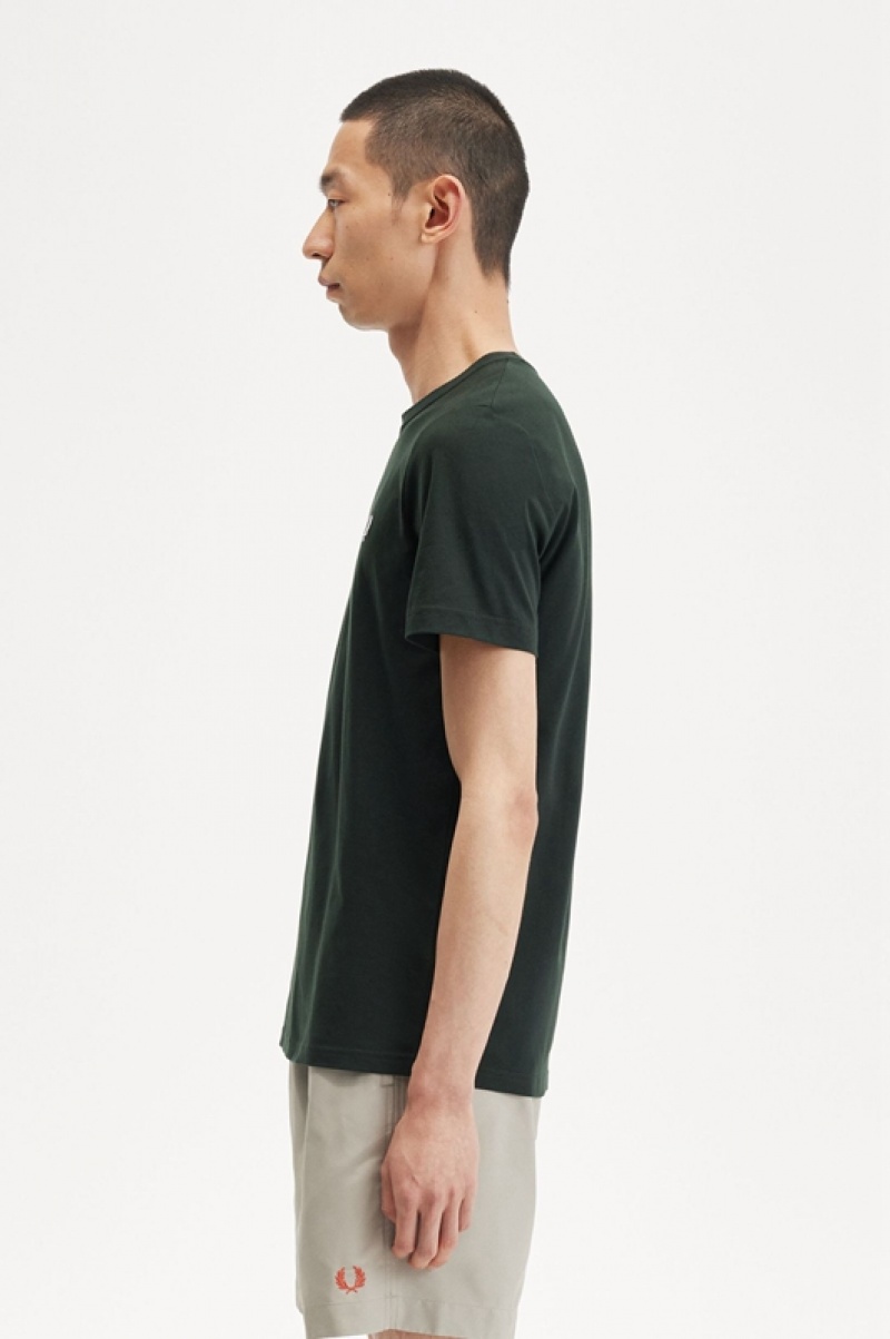 Fred Perry Crew Neck Men's T Shirts Green | PDH-739542