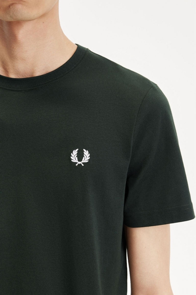 Fred Perry Crew Neck Men's T Shirts Green | PDH-739542