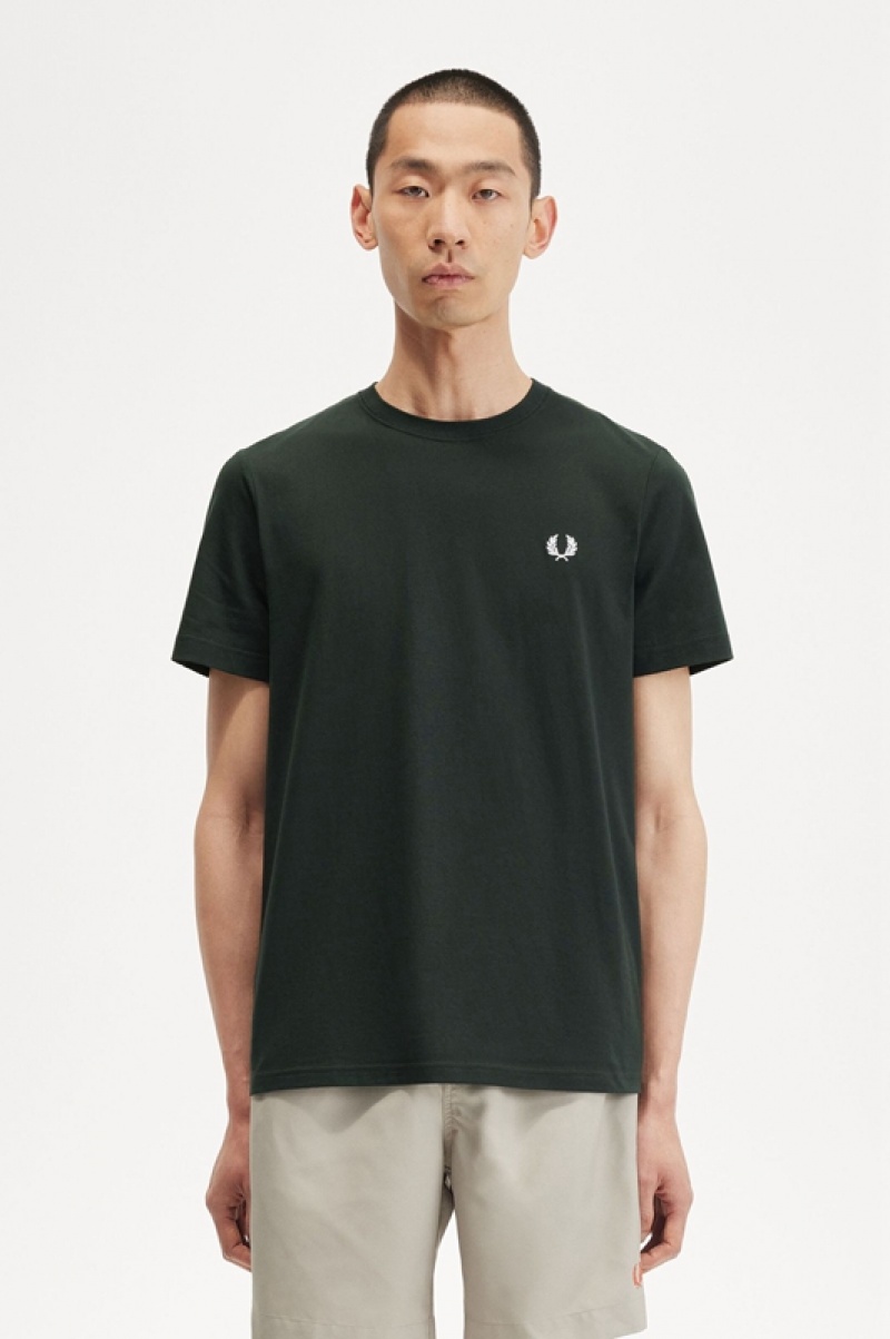 Fred Perry Crew Neck Men\'s T Shirts Green | PDH-739542