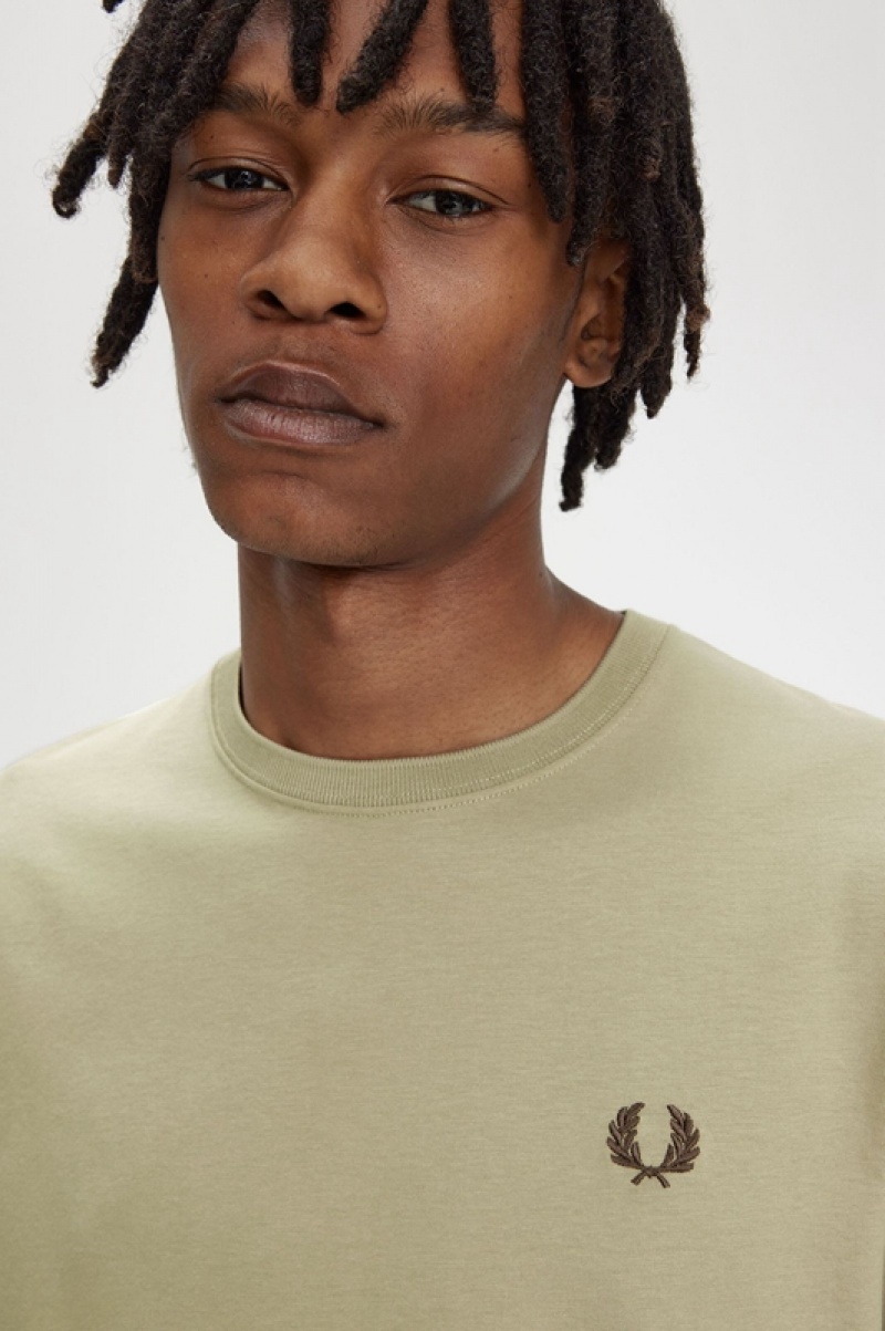 Fred Perry Crew Neck Men's T Shirts Green | HTU-036745