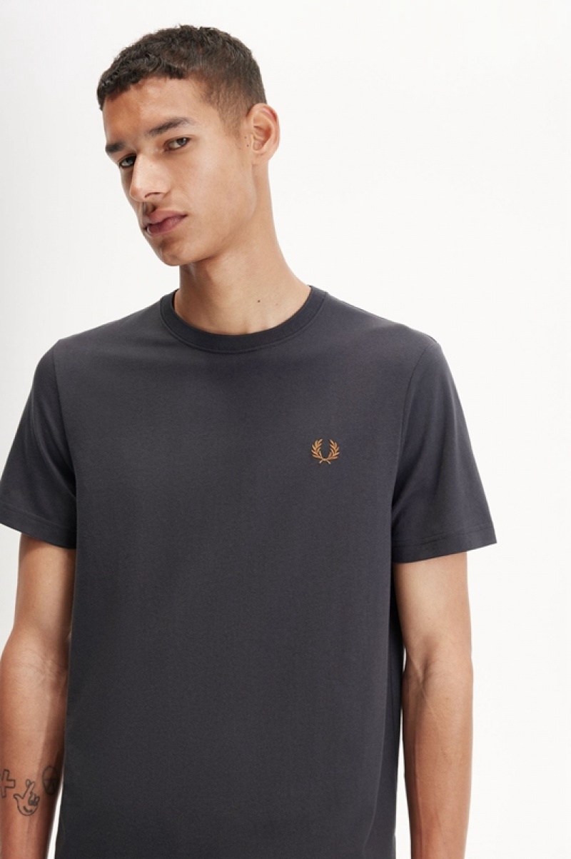 Fred Perry Crew Neck Men's T Shirts Grey | UGK-481369