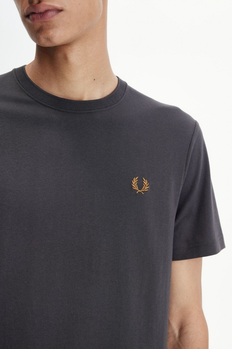 Fred Perry Crew Neck Men's T Shirts Grey | UGK-481369