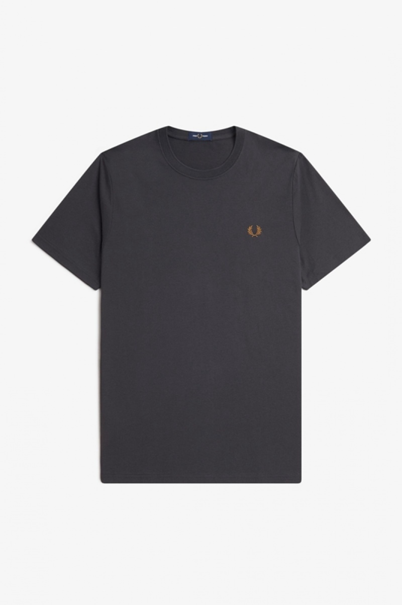 Fred Perry Crew Neck Men's T Shirts Grey | UGK-481369