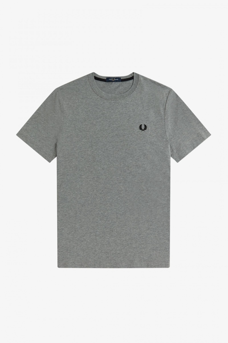 Fred Perry Crew Neck Men's T Shirts Grey | MHQ-960732