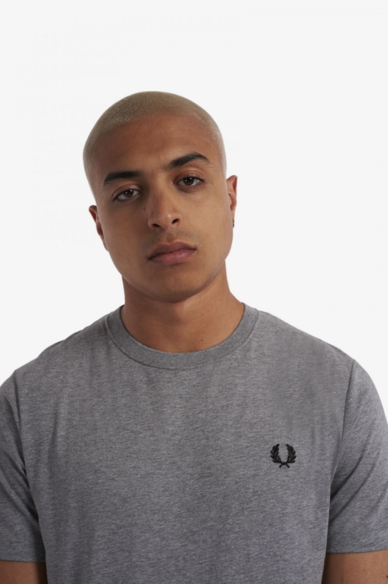 Fred Perry Crew Neck Men's T Shirts Grey | MHQ-960732