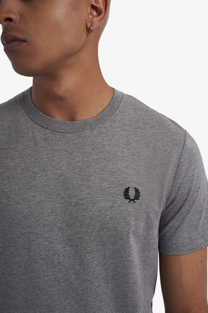 Fred Perry Crew Neck Men's T Shirts Grey | MHQ-960732