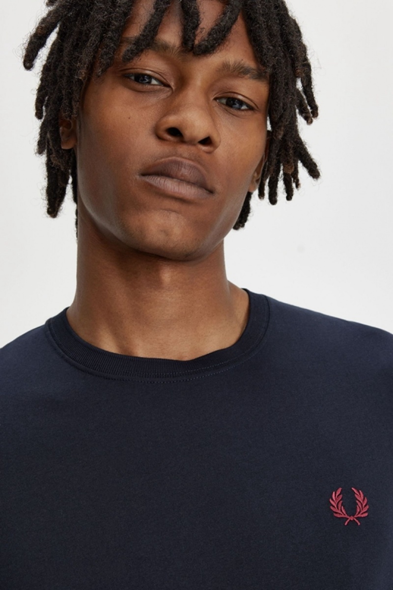 Fred Perry Crew Neck Men's T Shirts Navy | HQE-069834