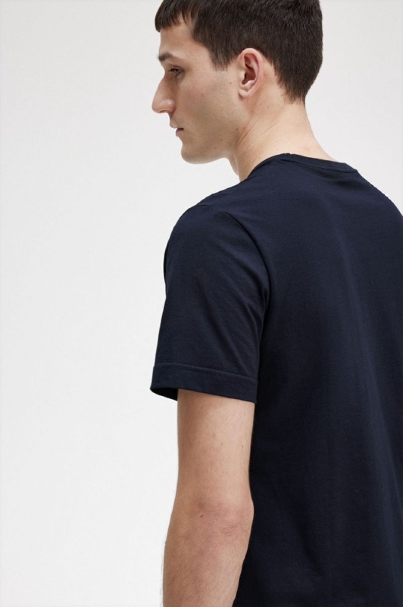 Fred Perry Crew Neck Men's T Shirts Navy | AGZ-541762