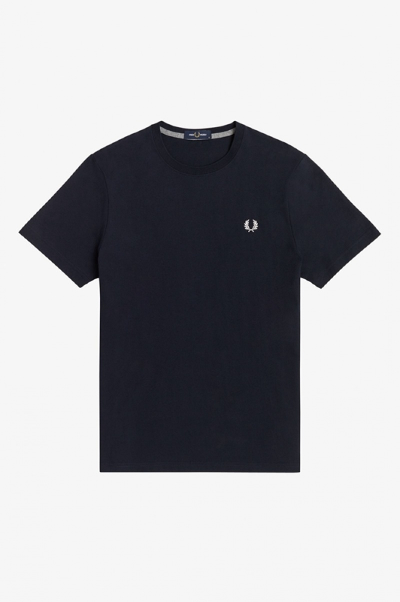 Fred Perry Crew Neck Men's T Shirts Navy | AGZ-541762