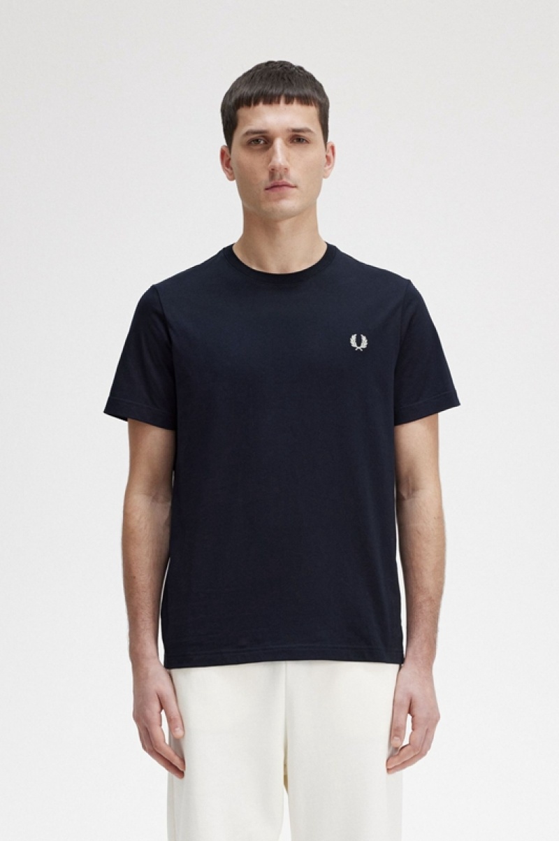 Fred Perry Crew Neck Men\'s T Shirts Navy | AGZ-541762