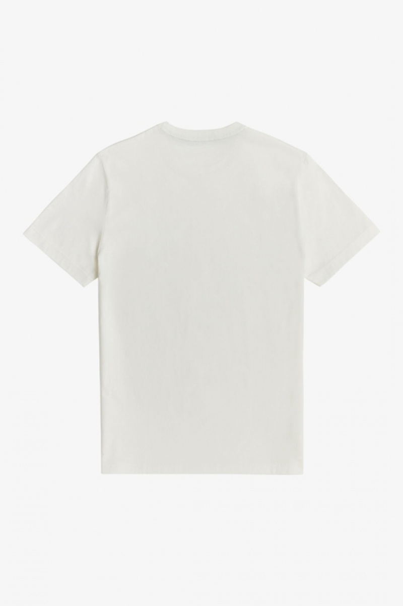 Fred Perry Crew Neck Men's T Shirts White | TJU-653892