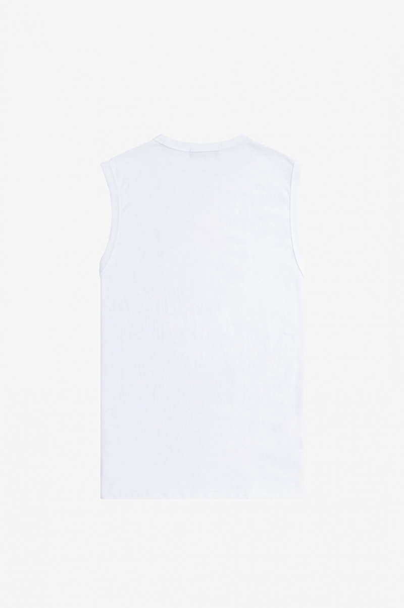 Fred Perry Crew Neck Men's Tanks White | FQJ-570241