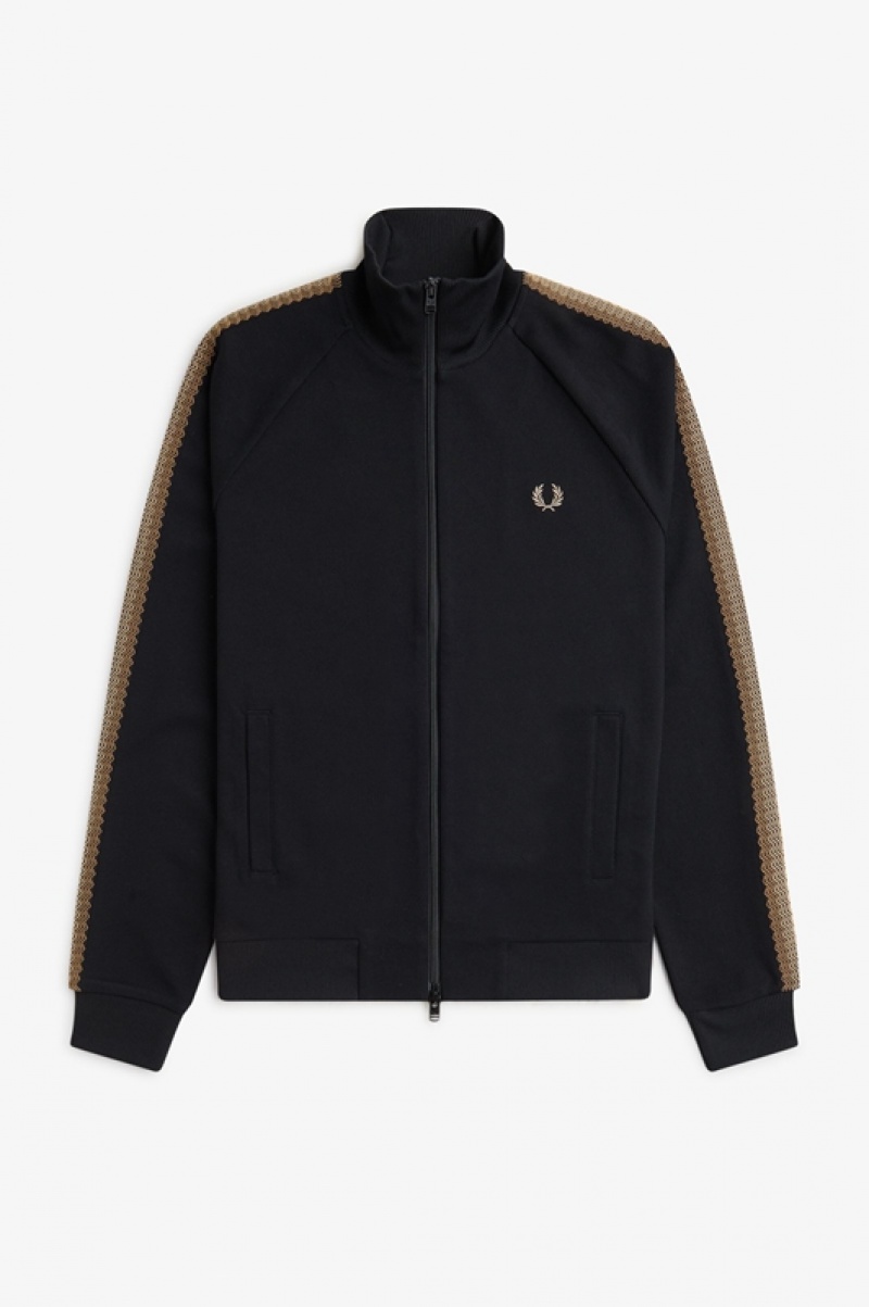 Fred Perry Crochet Tape Track Men's Jackets Black | IJP-046385