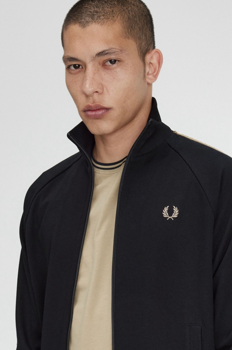 Fred Perry Crochet Tape Track Men's Jackets Black | IJP-046385