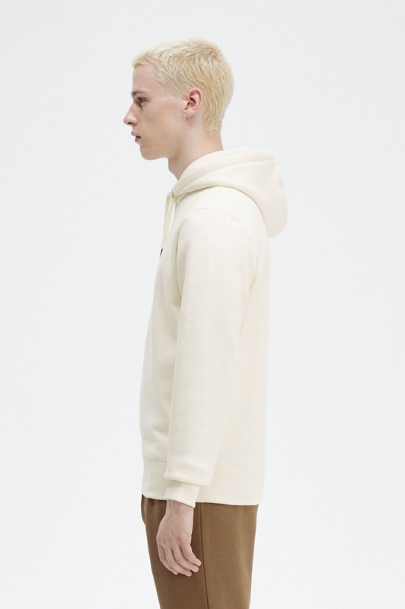 Fred Perry Embroidered Hooded Men's Sweatshirts White | JLW-859107