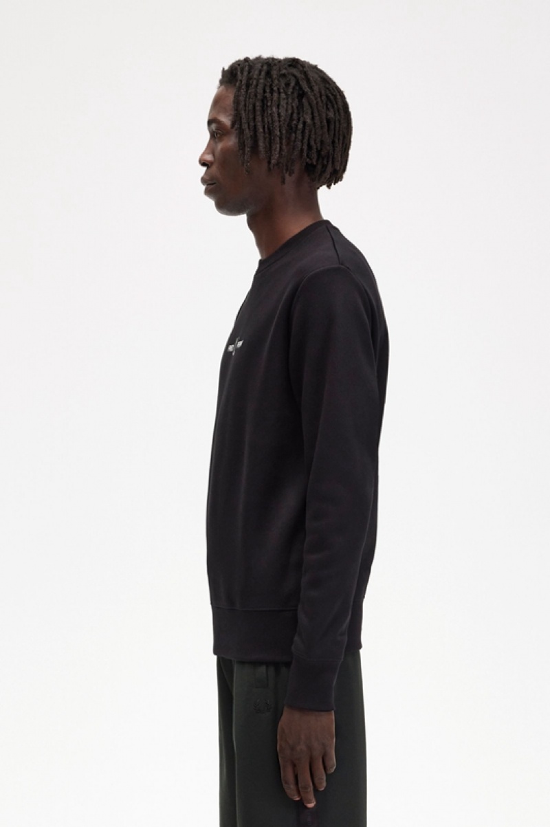 Fred Perry Embroidered Men's Sweatshirts Black | NYP-035184