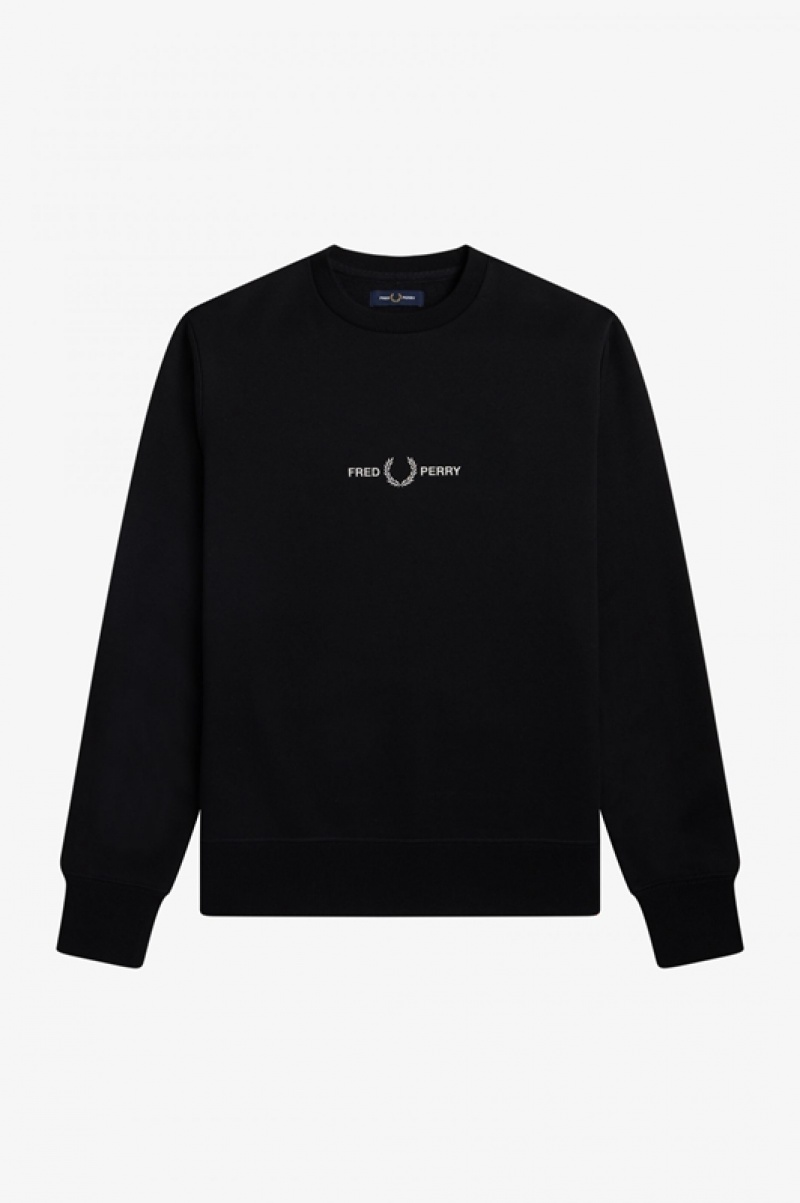 Fred Perry Embroidered Men's Sweatshirts Black | NYP-035184