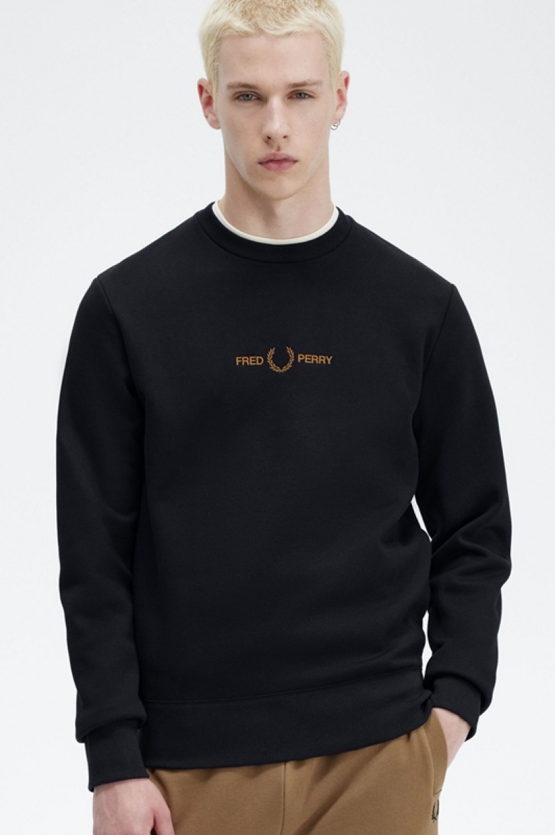 Fred Perry Embroidered Men's Sweatshirts Navy | OEG-706529