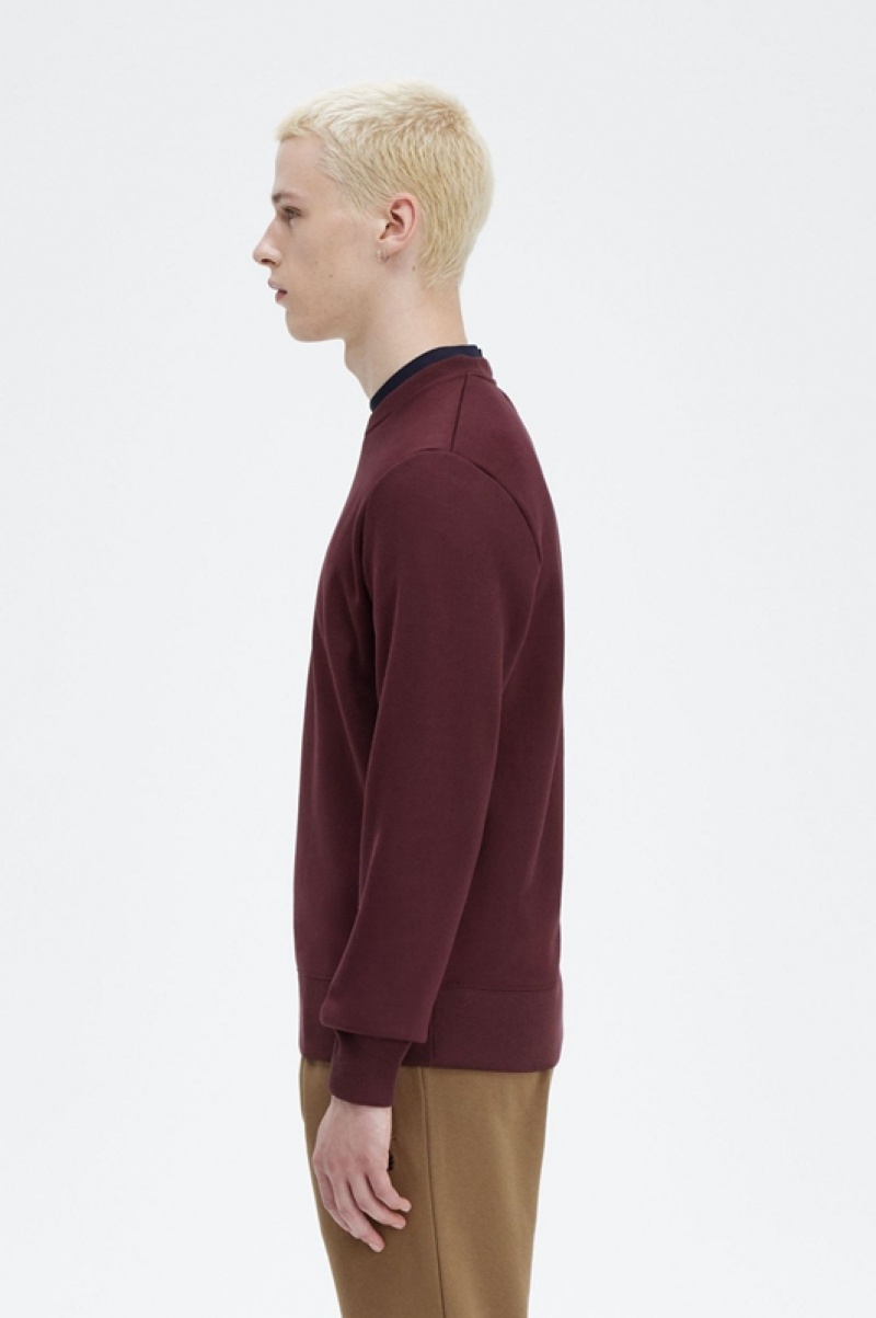 Fred Perry Embroidered Men's Sweatshirts Burgundy | NAV-540293