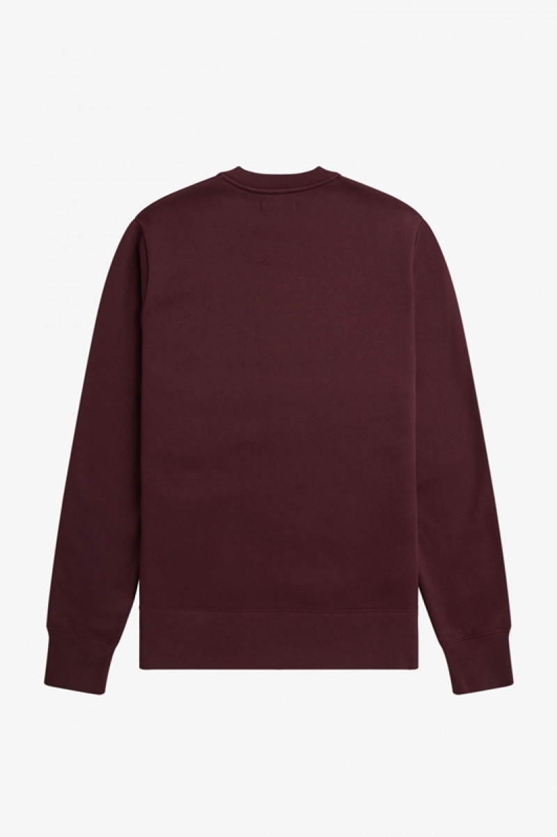 Fred Perry Embroidered Men's Sweatshirts Burgundy | NAV-540293