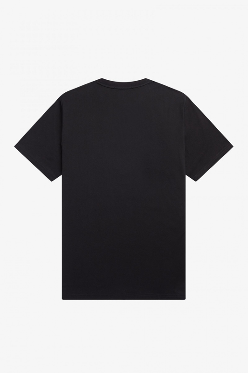 Fred Perry Embroidered Men's T Shirts Black | CTA-028647