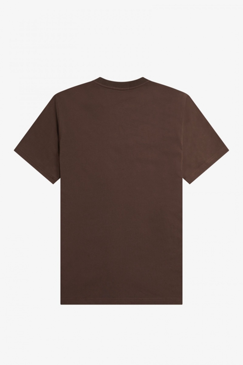 Fred Perry Embroidered Men's T Shirts Brown | CIP-037489