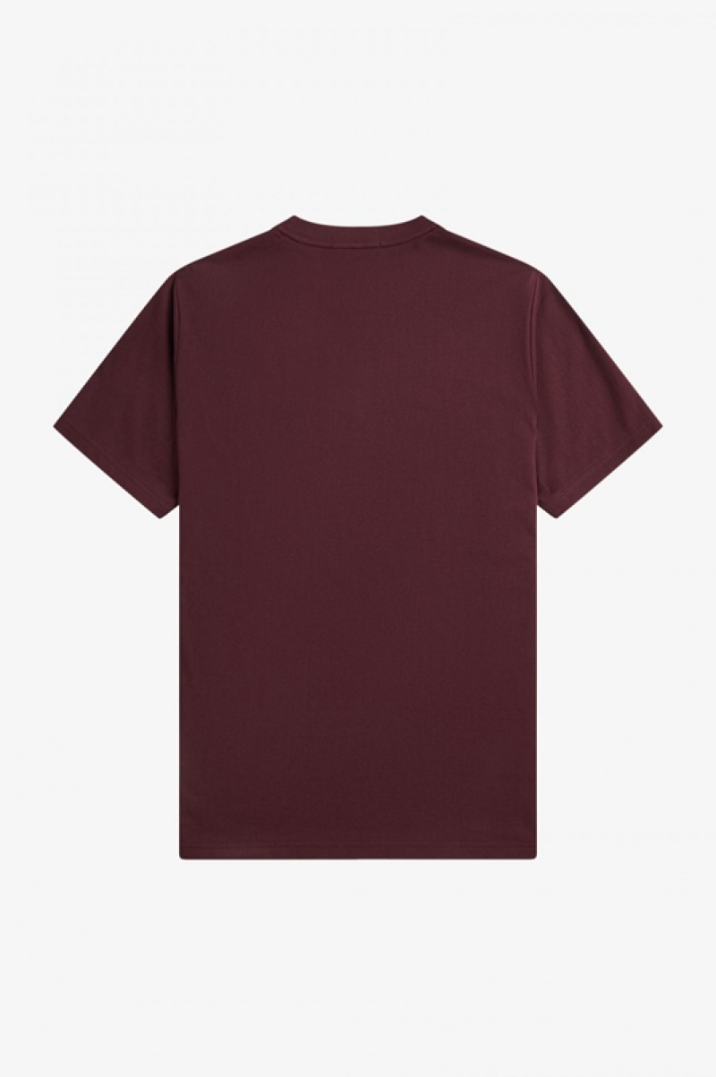 Fred Perry Embroidered Men's T Shirts Burgundy | AOD-528934