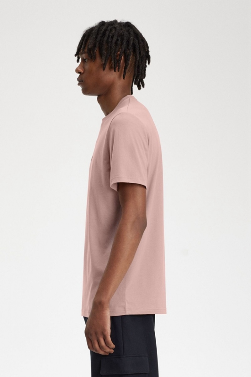 Fred Perry Embroidered Men's T Shirts Dark Pink | YEK-693127