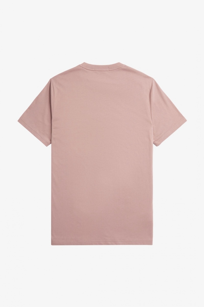 Fred Perry Embroidered Men's T Shirts Dark Pink | YEK-693127