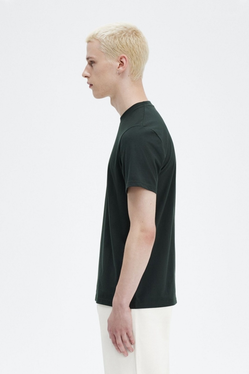 Fred Perry Embroidered Men's T Shirts Green | CZD-964821