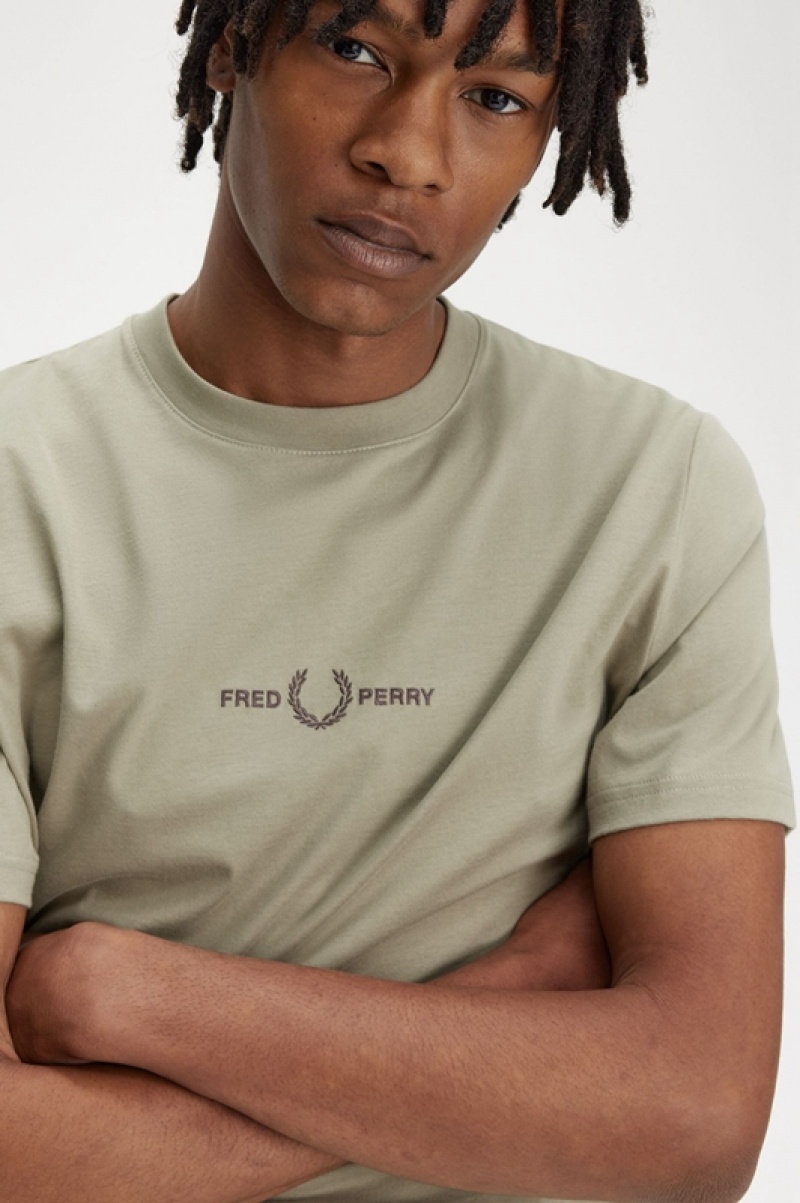 Fred Perry Embroidered Men's T Shirts Grey | NCK-653978