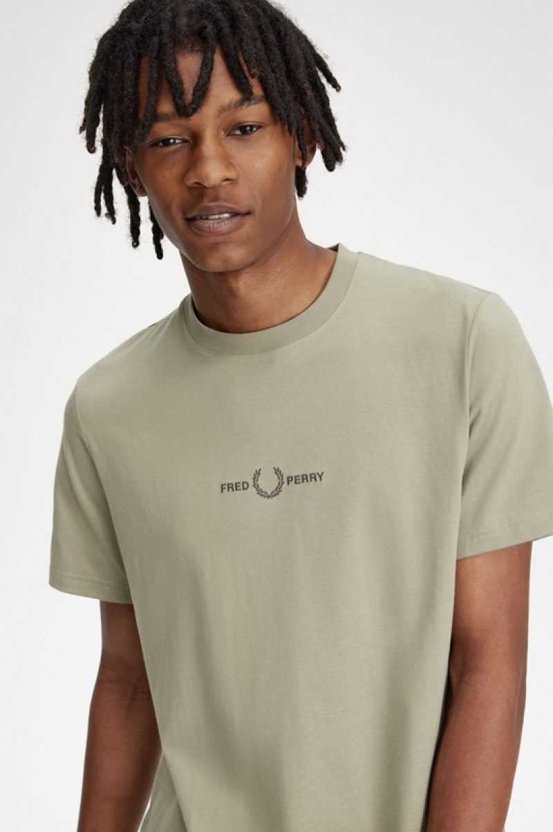 Fred Perry Embroidered Men's T Shirts Grey | NCK-653978