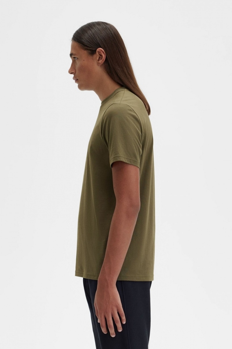 Fred Perry Embroidered Men's T Shirts Green | PZR-859764